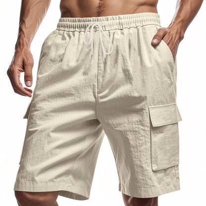 Short Cargo "Horizon-Lin" – Taille Élastique, Cordon de Serrage & Poches Latérales