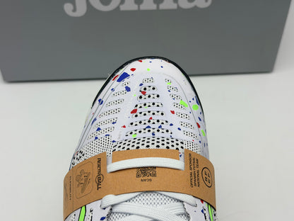 Chaussures de futsal JOMA TACTICO IN - BLANC BLEU/JAUNE FLUO