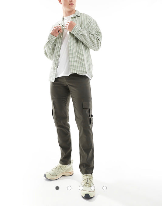 Pantalon cargo ajusté - Kaki foncé