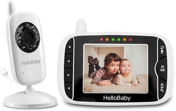 HelloBaby Babyphone HB32 Moniteur Vidéo sans Fil avec Appareil Photo Numérique, Camera Bebe Surveillance de la Température de Vision Nocturne et Système de Communication Bidirectionnelle