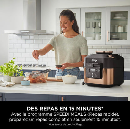 Ninja Speedi multicuiseur 10-en-1 vapeur/air,cuisson sans huile, nettoyage facile 5,7L, noir/cuivre