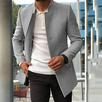 Manteau mince pour hommes à simple boutonnage de couleur unie Vestes d'affaires Automne et hiver