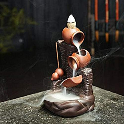 Porte-encens Citrouille Marron, Porte-encens en céramique avec 20 cônes d'encens à refoulement, refoulement d'encens pour brûleur d'encens à refoulement