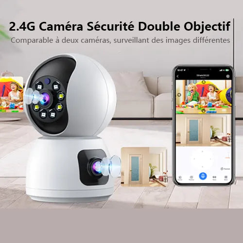 Caméra Surveillance WiFi Sans Fil Interieur 2MP+2MP Double Objectif Babyphone neuve