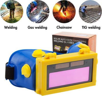 Lunettes de Soudure LCD Batterie Solaire Auto-obscurcissant/assombrissantes Lunette de Protection des Yeux pour Soudage avec Bande