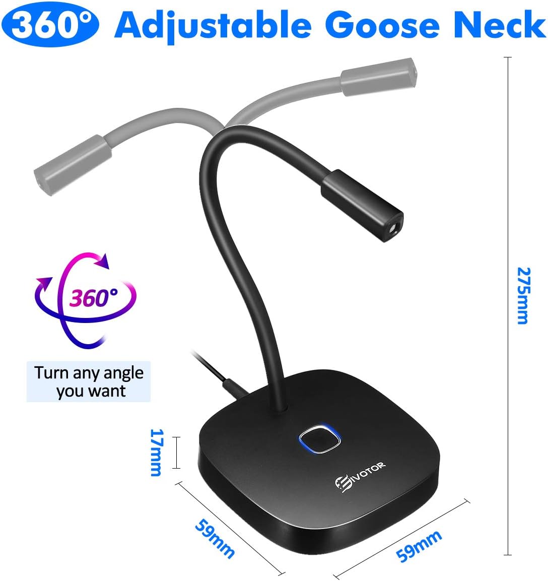 EIVOTOR Microphone PC USB Micro Computer Ordinateur Plug & Play Micro d'enregistrement avec Bouton Muet Compatible avec Mac, Windows 7/8/10, PS4 pour Discord, Youtube, Skype, Podcast, Conférence