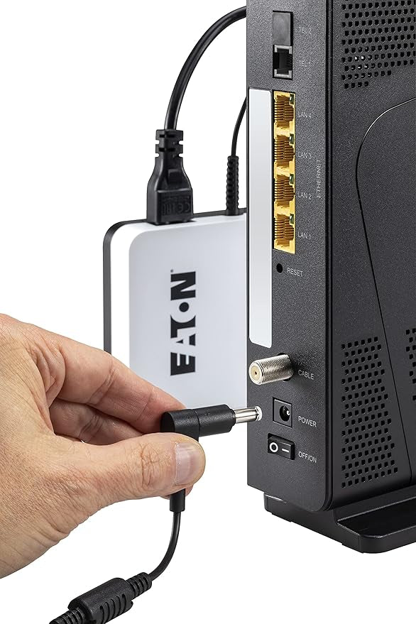 Eaton Onduleur 3S Mini - 36W - 9/12/15/19V DC pour Protection Box Internet et WiFi, Caméra Vidéo-Surveillance et Assistant Personnel, Modem, Silencieux - 3SM36 - Noir&Blanc