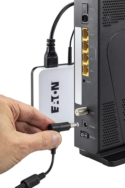 Eaton Onduleur 3S Mini - 36W - 9/12/15/19V DC pour Protection Box Internet et WiFi, Caméra Vidéo-Surveillance et Assistant Personnel, Modem, Silencieux - 3SM36 - Noir&Blanc