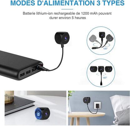 Mini Camera Espion,KEAN Micro Caméra de Surveillance WiFi sans Fil sur 5 Heures Batteries FHD Camera Miniature IP Cachée Spy avec Vision Nocturne et Détection de Mouvement pour de Sécurité Intérieure