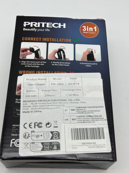 PRITECH Tondeuses à Cheveux pour Hommes, Tondeuse à Nez, Micro Rasoirs 3 en 1 Kit de Soins pour Hommes sans Fil et Rechargeable, Tondeuse à Cheveux Électrique avec Écran LED et Tête de Coupe T, IPX6