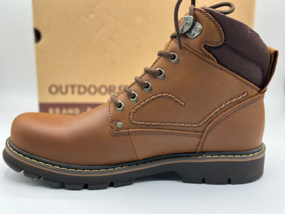 CAMEL CROWN Bottes à lacets Bottes de combat pour hommes Bottes de travail Bottes pour hommes Chaussures de travail en cuir Bottes de travail classiques à tige courte pour extérieur Bottes de loisirs antidérapantes