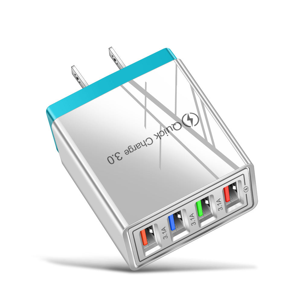 Chargeur USB Charge rapide 3.0 4 Adaptateur de téléphone pour tablette Chargeur mobile mural portable