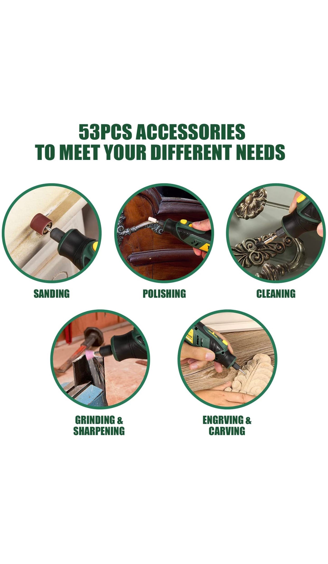 Outil Rotatif Multifonction, 4V Outil Rotatif Sans-fil 2.0Ah Batterie, 5-Vitesses, Type-C USB, neuve