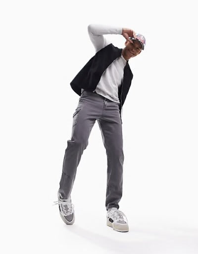 ASOS DESIGN - Pantalon cargo coupe skateur en toile délavée à l'acide