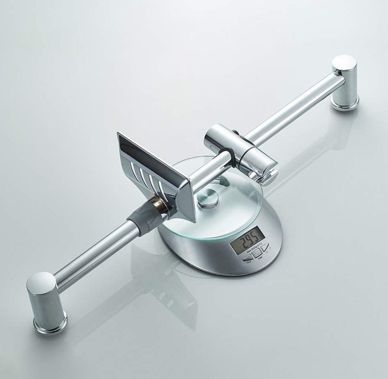 Ensemble Barre de Douche 55 CM, Douchette, Flexible, Porte-Savon, Chrome, Argent