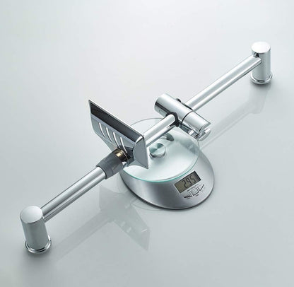 Ensemble Barre de Douche 55 CM, Douchette, Flexible, Porte-Savon, Chrome, Argent