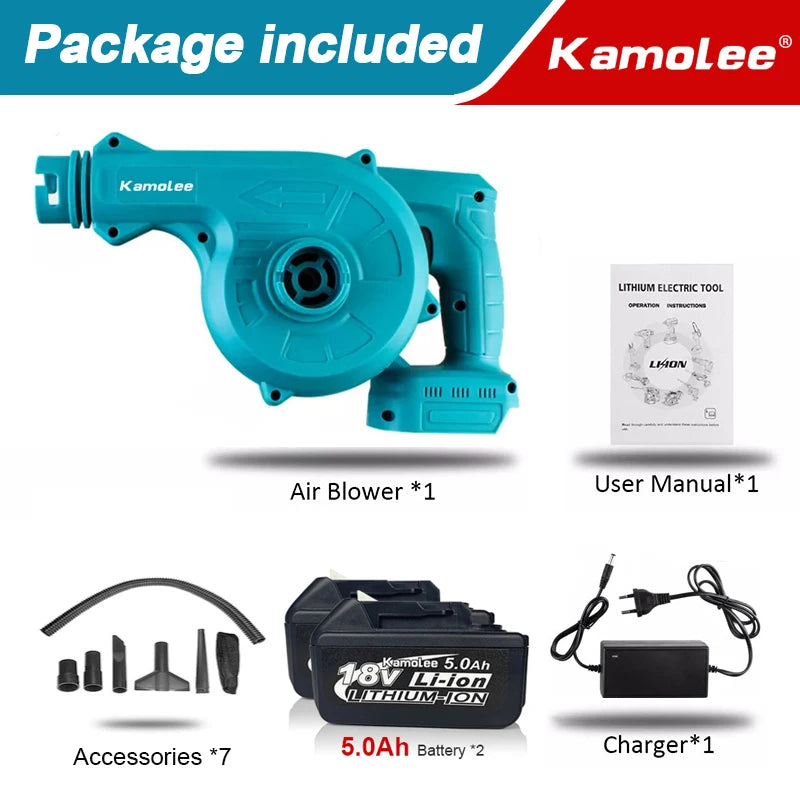 Souffleur/Aspirateur électrique sans fil 18V 20000rpm 2 en 1 et dépoussiéreur compatible avec batterie Makita 18V