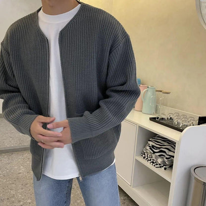 Gilet "Nordic" en Maille Côtelée – Coupe Relax & Zip Intégral