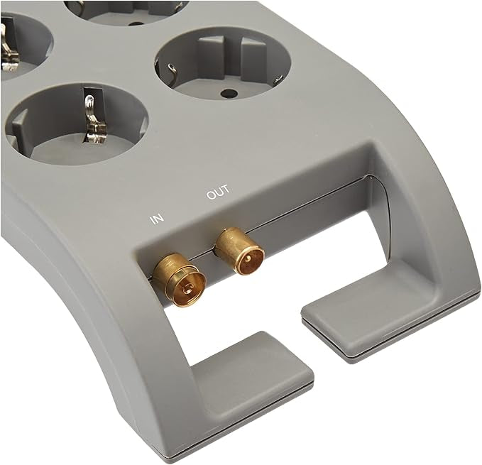 Philips Prise 8 Voies - 230V - Type F - Noir - Protection Secteur - Prises Coaxiales et Téléphonique