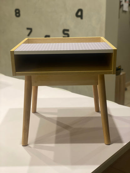 Bout de canapé scandinave sérigraphié gris/chêne À Monter Soit Même