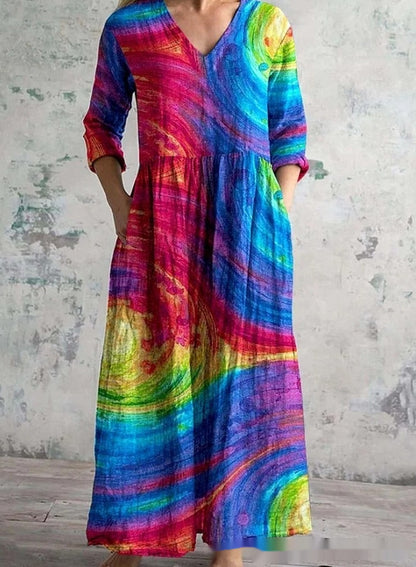Robe de Saison à Motifs Floraux et Relief 3D