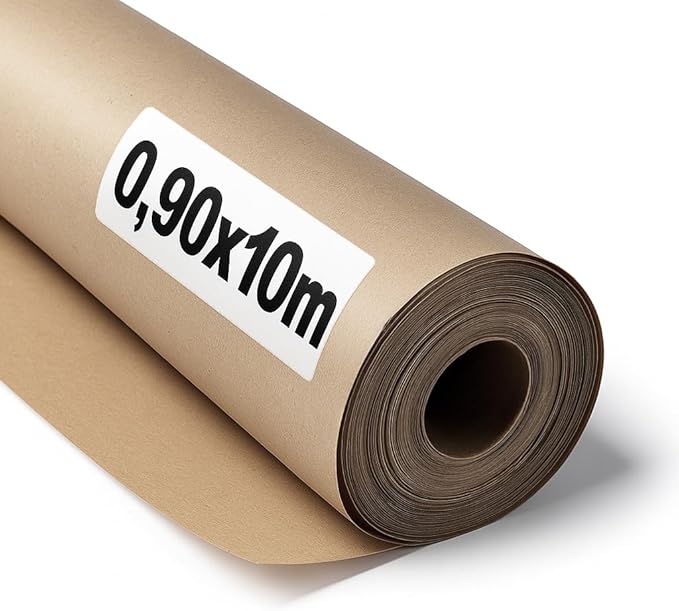 Papier Kraft Brun 70 g/m² – 0,90×10 m – Lot de 3 Rouleaux – Emballage, DIY & Décoration – Résistant déchirure – Compatible Acrylique & Huile