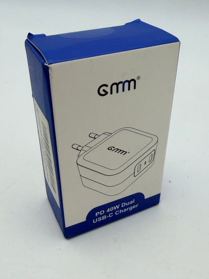 GMM Chargeur USB C PD - Double bloc d'alimentation USB C - 2 x 20 W - Charge rapide USB C - Double USB C - Compatible avec iPhone 13/12/11, Samsung Galaxy, iPad/iPad Mini, Xiaomi Note 11