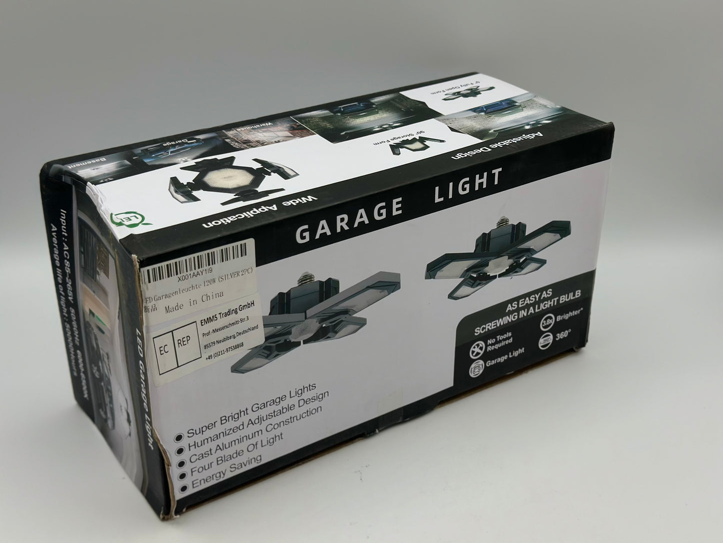 Luminaires de Garage à LED, 12000LM - 6500K Luminaire Garage, Éclairage Magasin Avec Panneaux Ajustables Multi Panneaux Position LED Plafond Lumineux Pour Garage Magasin Atelier Sous-sol Entrepôt