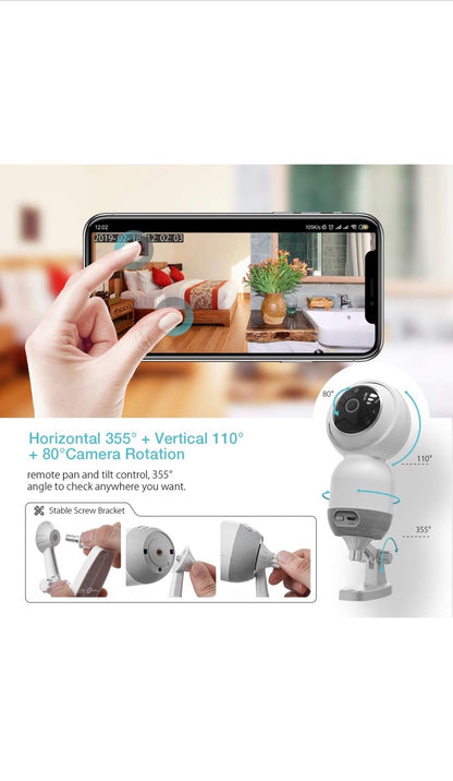 Caméra de Surveillance Sans Fil 1080P, Détecteur de Mouvement, Vision Nocturne 10m, neuve