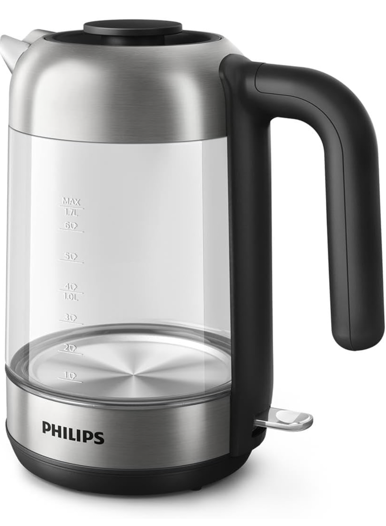 Philips Série 5000 Bouilloire Électrique en Verre - Capacité 1,7L, Résistance Plate pour Ébullition Rapide, Tamis Anti-Calcaire, Base 360° Sans Fil, Couvercle Amovible, Voyant Bleu (HD9339/80)