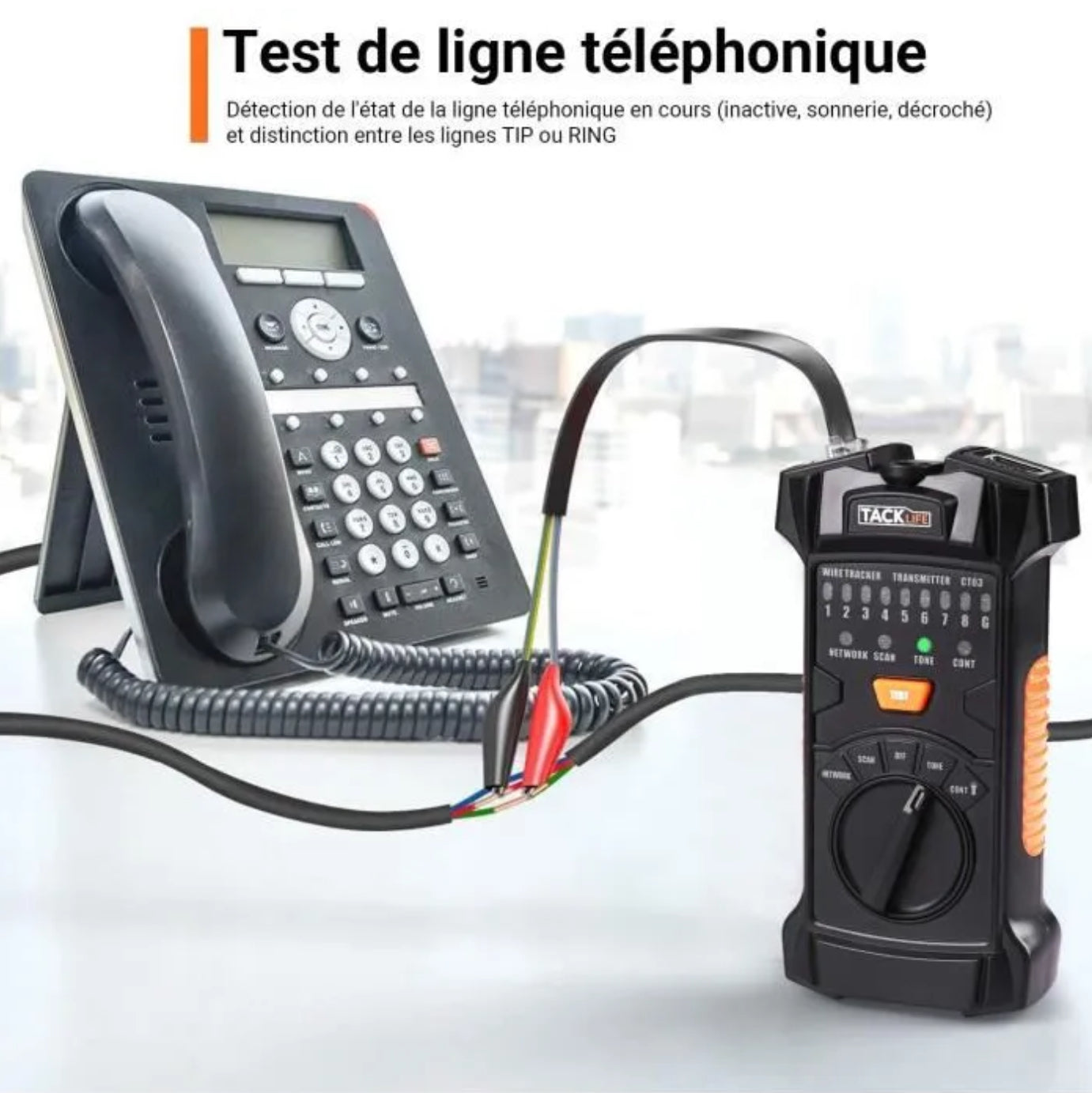 Testeur de Câble RJ45 RJ11 TACKLIFE CT03 Traqueur de Fil, Détecteur de Câble Réseau, Test de Ligne avec Voyant LED