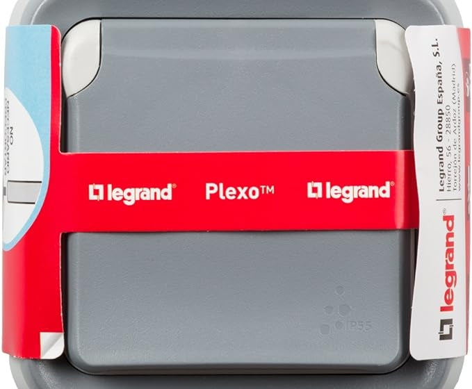 Prise murale, prise étanche encastrée de la gamme Plexo, prise externe, étanche (IP55), Gris Legrand
