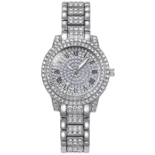 Montre en strass Gypsophila pour femmes, Montre de luxe exquise Accessoires de bijoux de mode Montre à quartz Montres-bracelets en cristal