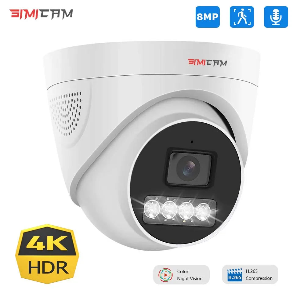 4K 8MP CCTV Sécurité POE Caméra 4MP 5MP 8MP Ioutdoor Dôme Audio Couleur Vision Nocturne Onvif Caméra IP CCTV Vidéo Surveillance Cam