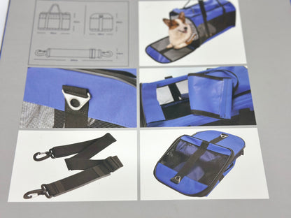 Sac de transport pour petit chien et chat bleu
