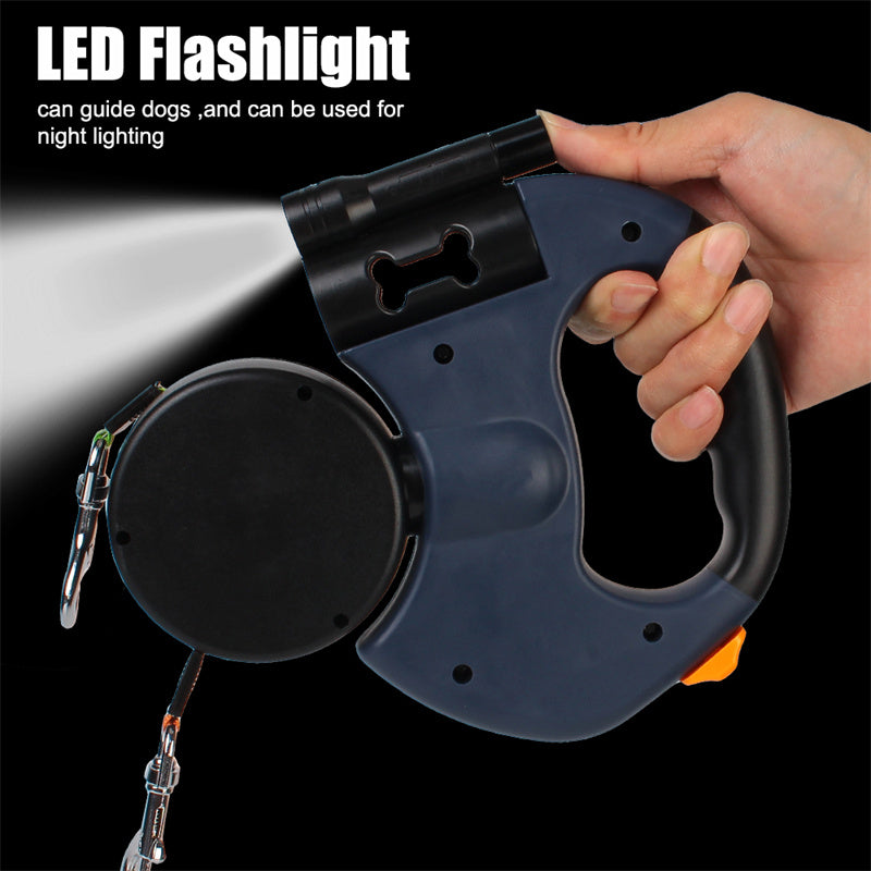 Laisse Double Rétractable "DuoGlide" – Anti-Emmêlement 360° avec Lampe LED