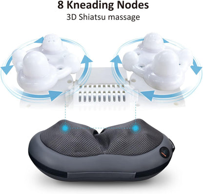 SNAILAX Masseur Shiatsu pour Cou et dos avec Fonction de Chaleur Pétrissage Massage oreiller pour Soulagement des Douleurs Musculaires Cou Dos Nuque Cuisse Epaule Bureau Domicile Voiture SL618