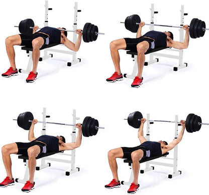 Banc de Musculation Pliable, Complet Réglable avec Support de Barres pour Haltère et Station à Dips