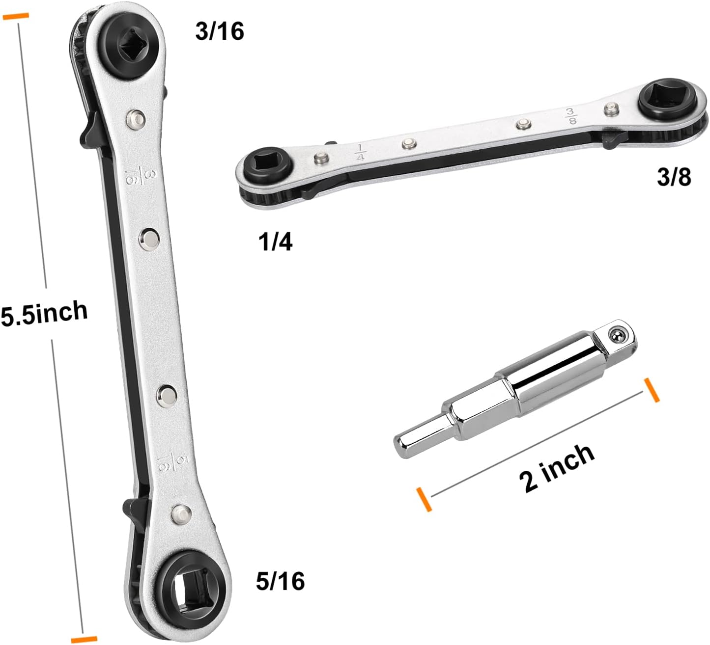 Clé à cliquet multi WADEO, clé dynamométrique 3/8” à 1/4” 4 en 1 tournevis réversible, clé à cliquet double pour climatisation, réfrigérateurs, appareils de réparation
