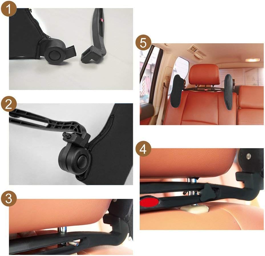 Appui-tête de voiture Oreiller de voiture Support de cou de voiture Siège de voiture Appui-tête Support d'oreiller des deux côtés Oreiller cervical avec nylon élastique élevé adapté aux adultes et aux enfants - Noir