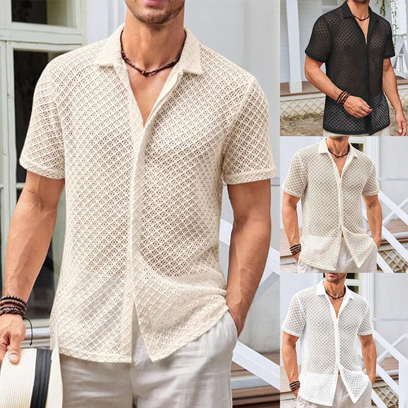 Chemise "Aero-Mesh" – Maille Texturée, Coupe Relax & Style Riviera