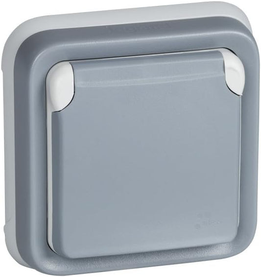 Prise murale, prise étanche encastrée de la gamme Plexo, prise externe, étanche (IP55), Gris Legrand