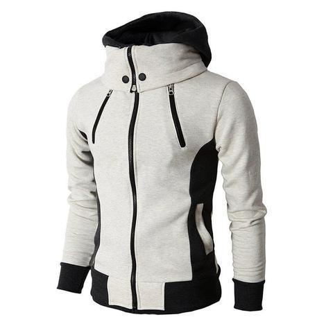 Veste à capuche zippée pour hommes Faux cardigan de sport en deux pièces Veste de sweat-shirt ajustée décontractée