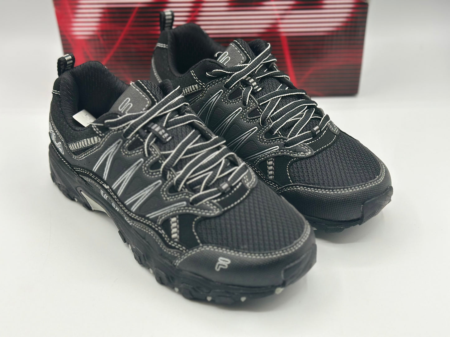 Fila Men's Memory at Peak Steel Toe Trail Runner, Black/Metallic Silver, T38