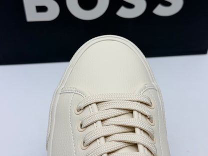 BOSS Hommes Aiden Tenn Baskets Basses en Similicuir grainé