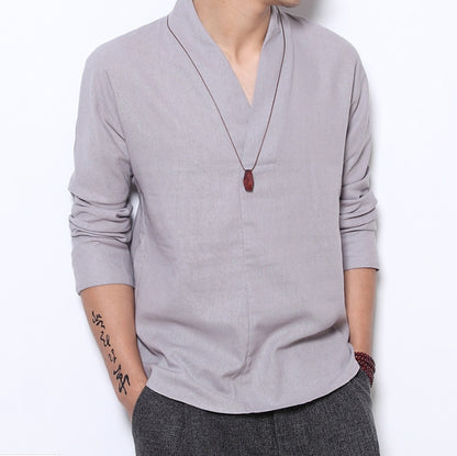 Chemise "Héritage Zen" – Lin Rétro & Col Mao Style Chinois Traditionnel