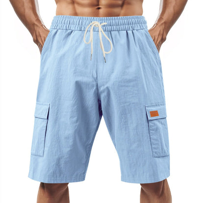 Short Cargo "Horizon-Lin" – Taille Élastique, Cordon de Serrage & Poches Latérales