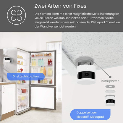Mini Caméra WiFi, caméra IP WLAN HD 1080p, caméra de surveillance Smart Home intérieure avec vision nocturne couleur IR, assistant vocal, caméra bébé, audio bidirectionnelle
