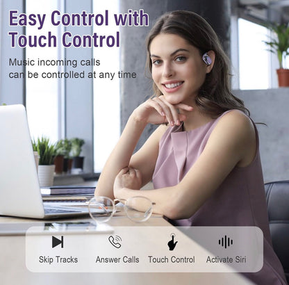 AI Ecouteur Traducteur Instantané, 58H Bluetooth 5.4 Ecouteurs sans Fil Open Ear avec 164 Langues, 3 en 1 Écouteur Traduction Vocale Instantanée, 7 Modes de Traduction, pour Affaires, Violet