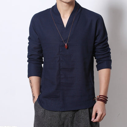 Chemise "Héritage Zen" – Lin Rétro & Col Mao Style Chinois Traditionnel